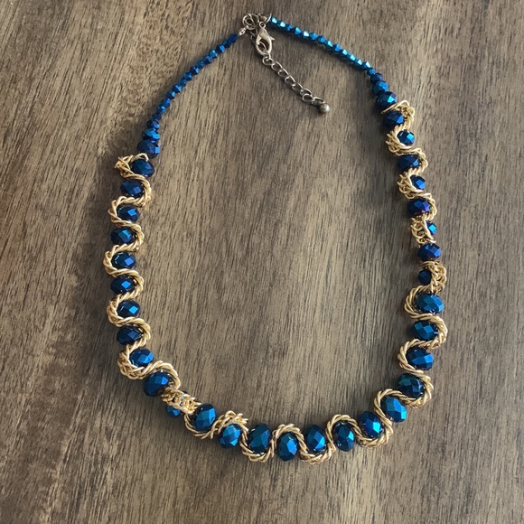 Vintage Sapphire Blue and Gold Necklace - Picture 2 of 3